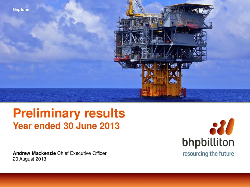 August 2013 Investor Presentation – BHP Billiton Limited – slide 20