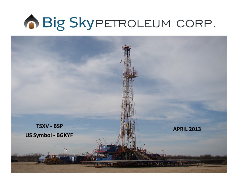 Investor Presentation – Big Sky Petroleum Corp. – slide 1