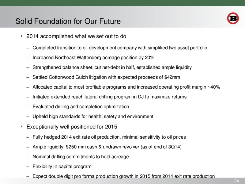 INVESTOR PRESENTATION – Bill Barrett Corp. – slide 21