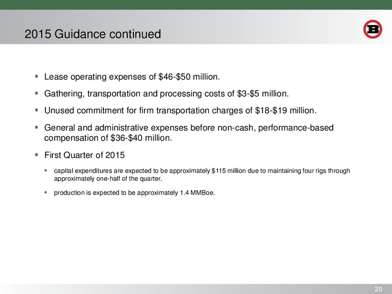 2014 YEAR END RESULTS – Bill Barrett Corp. – slide 19