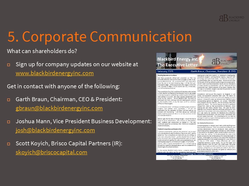 INVESTOR PRESENTATION – Blackbird Energy Inc. – slide 24