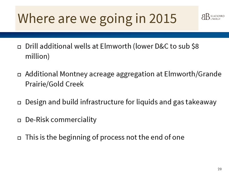 APRIL 2015 CORPORATE PRESENTATION – Blackbird Energy Inc. – slide 19