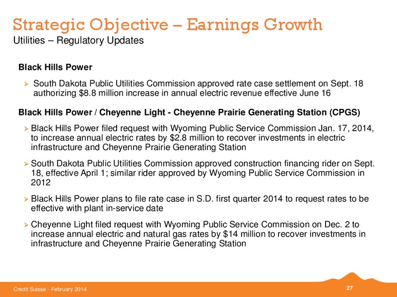 Credit Suisse Energy Summit 2014 – Black Hills Corporation – slide 26