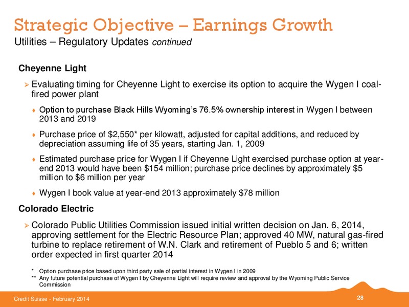 Credit Suisse Energy Summit 2014 – Black Hills Corporation – slide 27