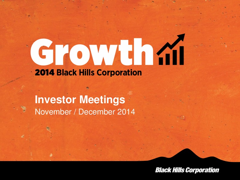 INVESTOR MEETINGS – Black Hills Corporation – slide 1