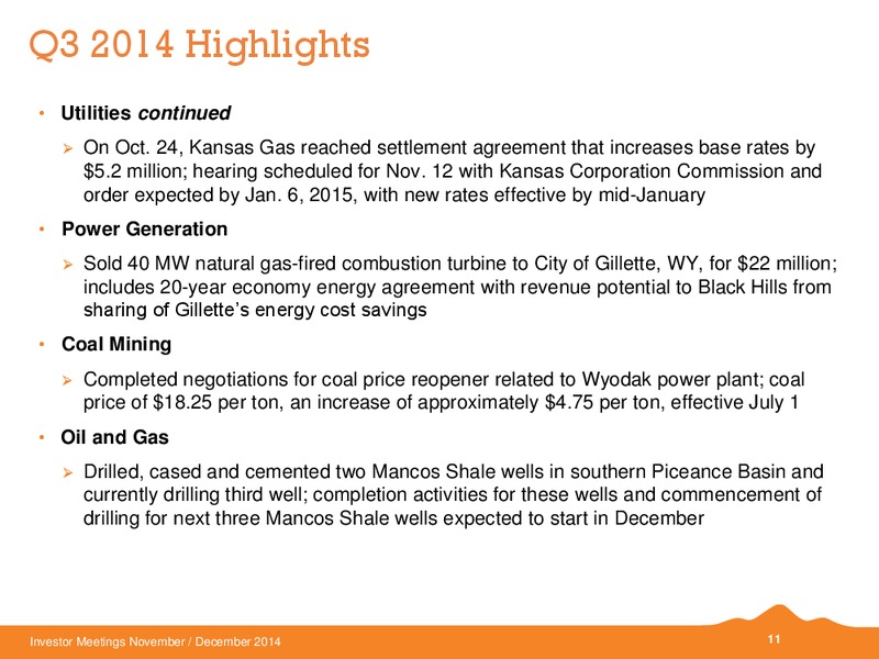 INVESTOR MEETINGS – Black Hills Corporation – slide 9