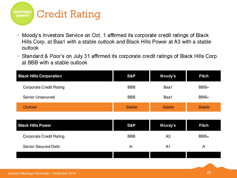INVESTOR MEETINGS – Black Hills Corporation – slide 20