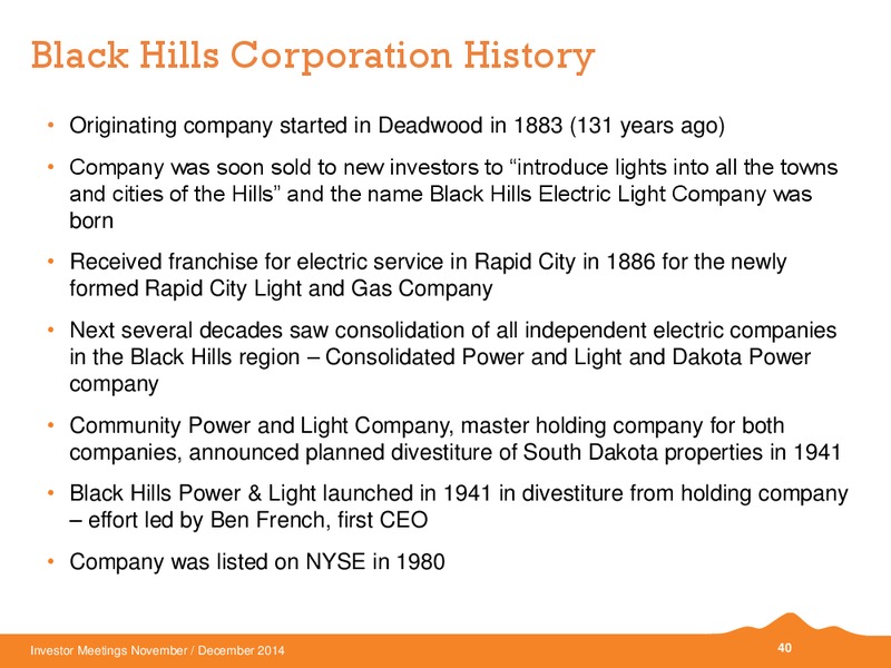 INVESTOR MEETINGS – Black Hills Corporation – slide 34