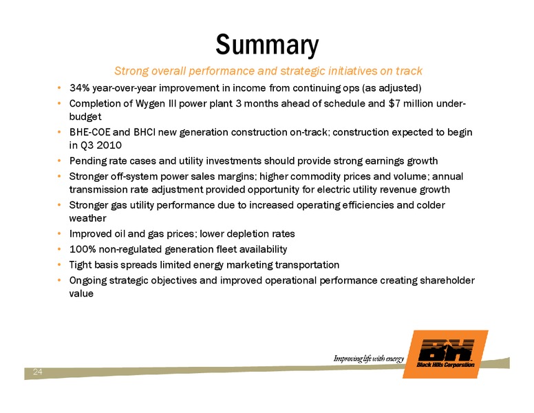 Q1 2010 EARNINGS CALL – Black Hills Corporation – slide 23