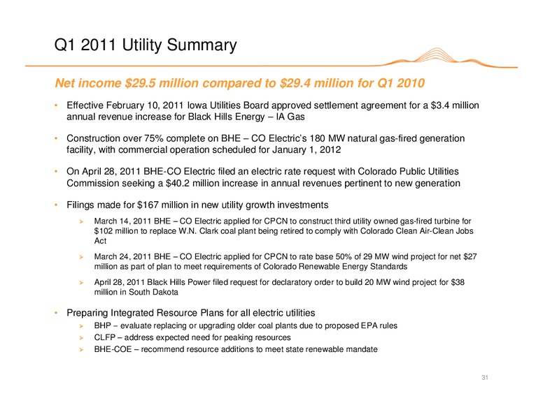 AGA FINANCIAL FORUM – Black Hills Corporation – slide 30