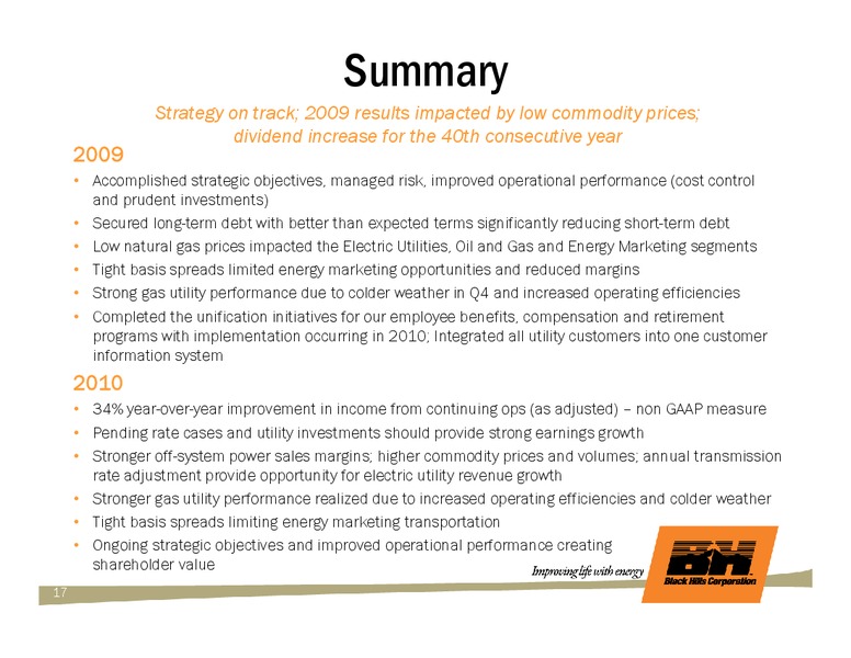 MAY 2010 ANNUAL SHAREHOLDERS MEETING – Black Hills Corporation – slide 16