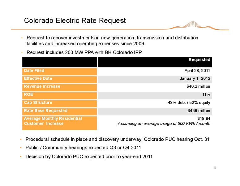 Q2 2011 EARNINGS CALL – Black Hills Corporation – slide 20
