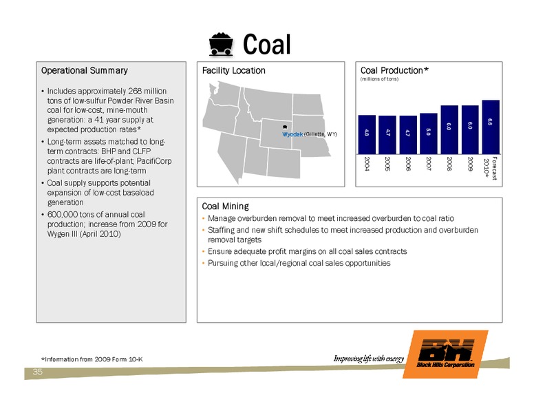 Q2 2010 EARNINGS CALL – Black Hills Corporation – slide 34