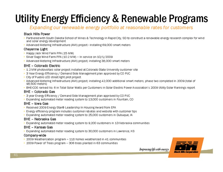 Q2 2010 EARNINGS CALL – Black Hills Corporation – slide 40