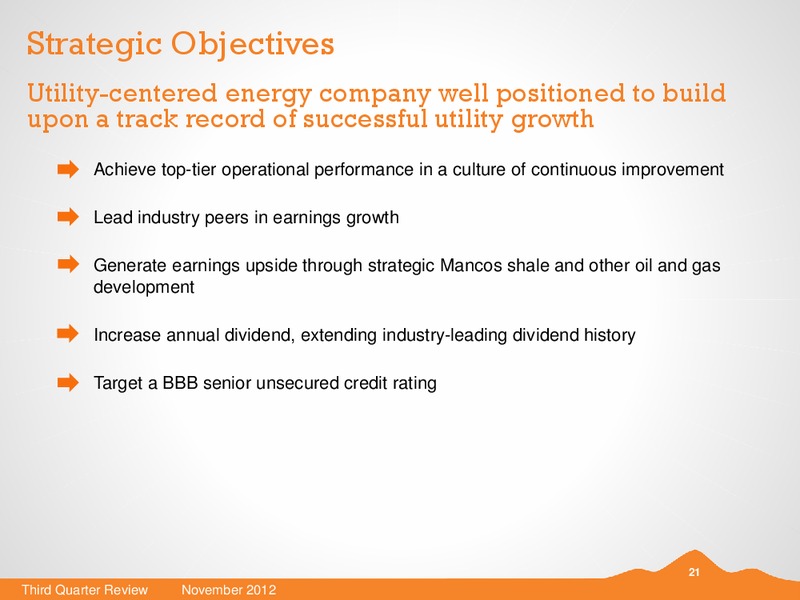 Q3 2012 EARNINGS CALL – Black Hills Corporation – slide 20