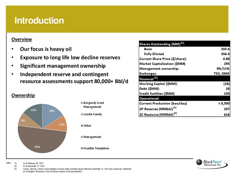 INVESTOR PRESENTATION – Blackpearl Resources, Inc. – slide 2