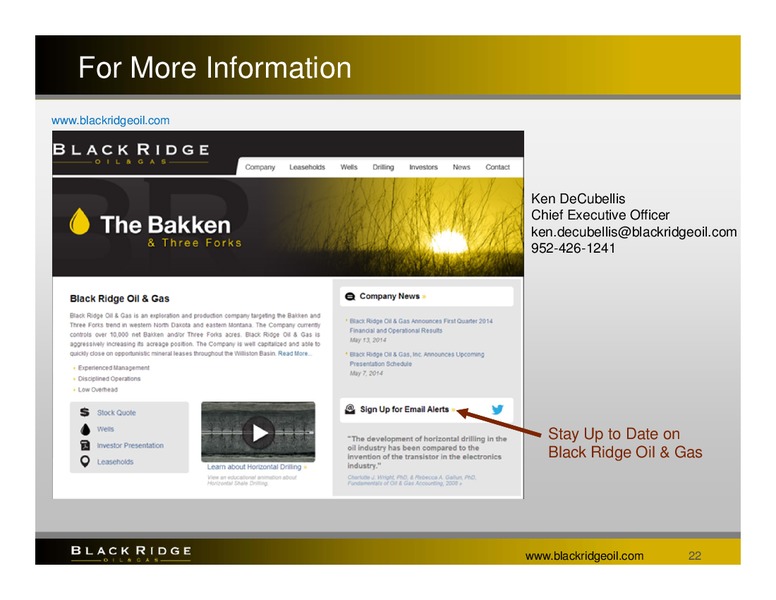 2Q 2014 Financial and Operational Update – Black Ridge Oil & Gas, Inc. – slide 21