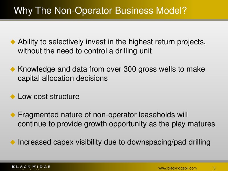 IPAA OGIS San Francisco – Black Ridge Oil & Gas, Inc. – slide 4
