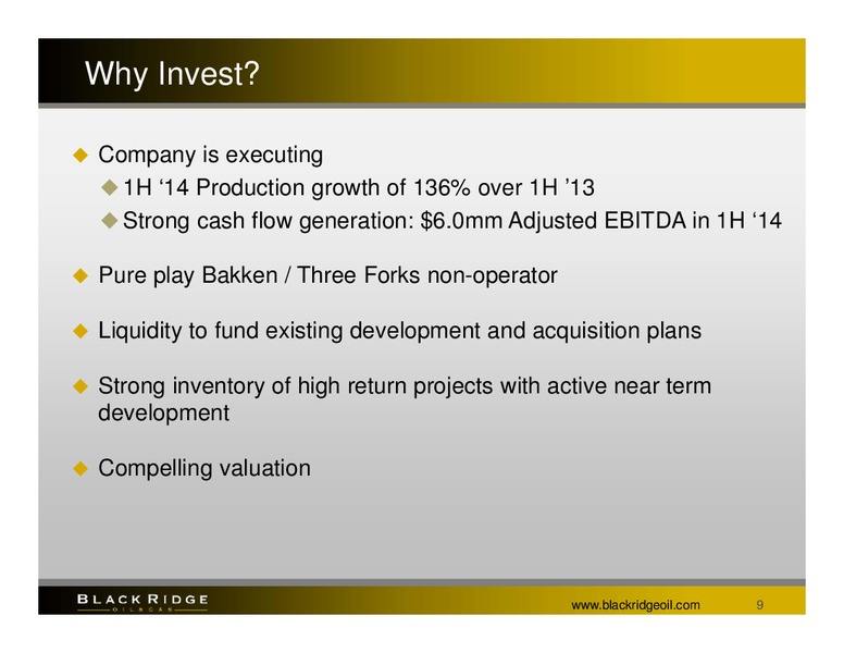 Investor Presentation – Black Ridge Oil & Gas, Inc. – slide 8