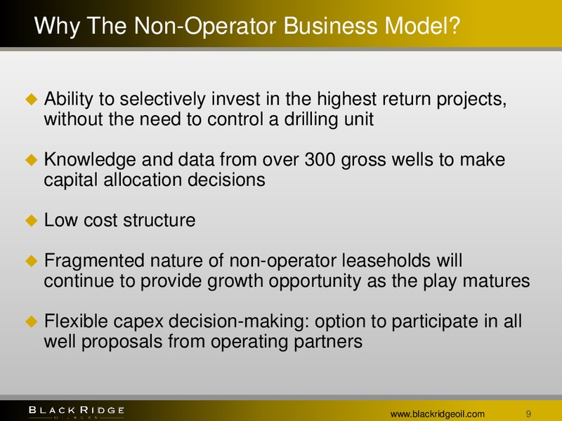 3Q Update – Black Ridge Oil & Gas, Inc. – slide 8