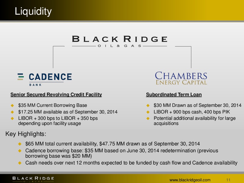3Q Update – Black Ridge Oil & Gas, Inc. – slide 10