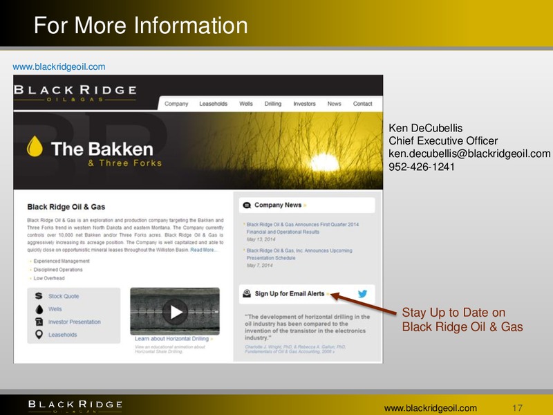 3Q Update – Black Ridge Oil & Gas, Inc. – slide 16