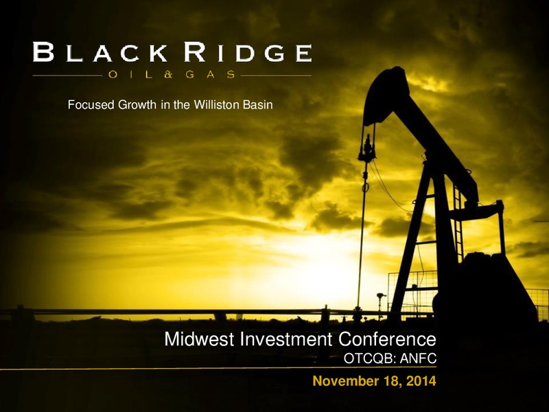 MIDWEST INVESTMENT CONFERENCE – Black Ridge Oil & Gas, Inc. – slide 1