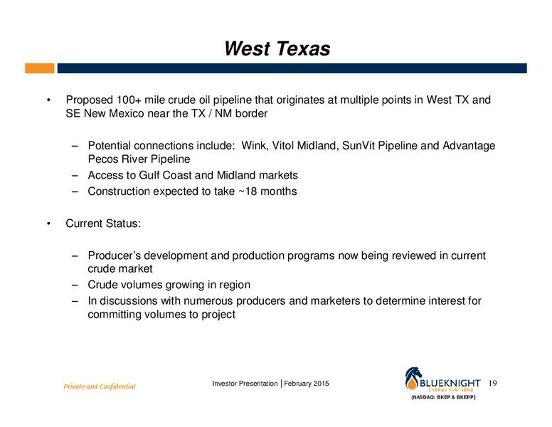 February 2015 Investor Presentation – Blueknight Energy Partners, L.P. – slide 18