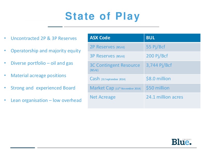 Annual General Meeting – Blue Energy Ltd. – slide 3