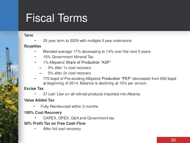January 2015 Investor Presentation – Bankers Petroleum Ltd. – slide 25