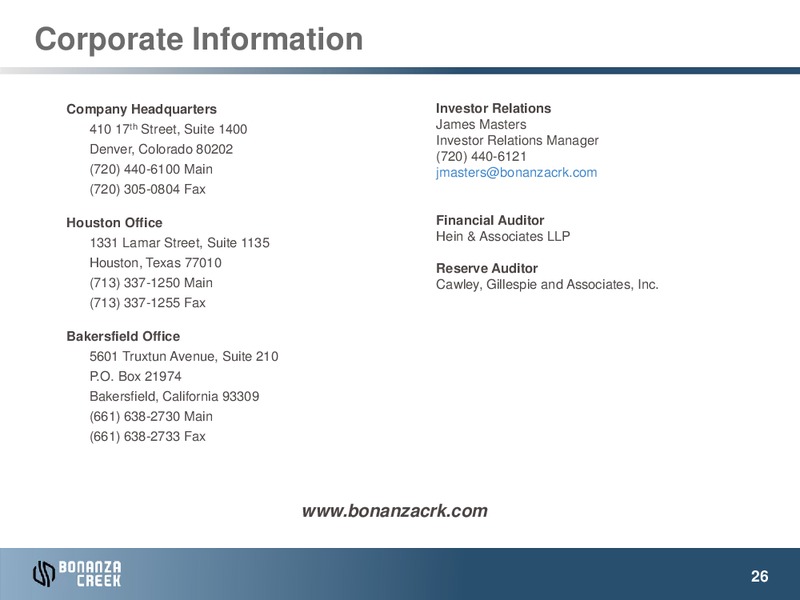 January 2014 Investor Presentation – Bonanza Creek Energy, Inc. – slide 25