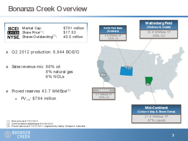 AUGUST 2012 INVESTOR PRESENTATION – Bonanza Creek Energy, Inc. – slide 2