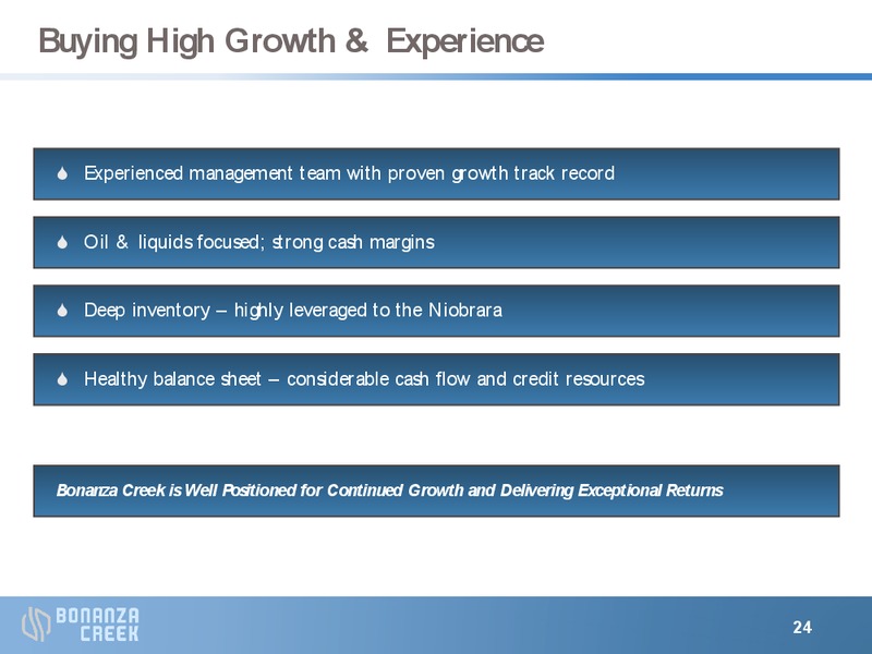 AUGUST 2012 INVESTOR PRESENTATION – Bonanza Creek Energy, Inc. – slide 23