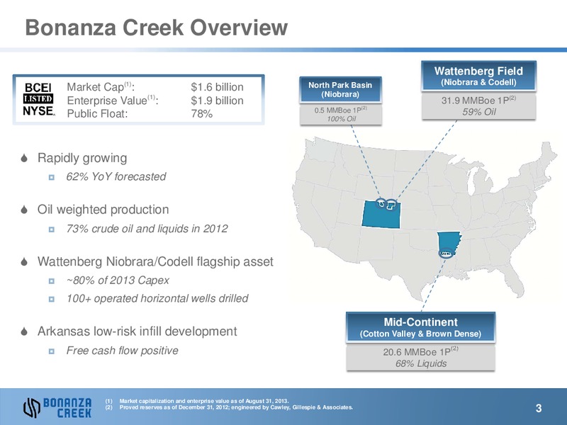 September 2013 Investor Presentation – Bonanza Creek Energy, Inc. – slide 2