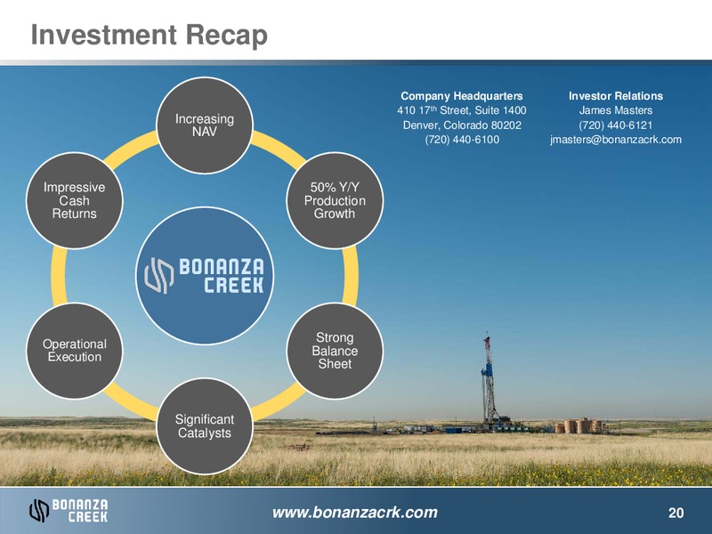 October 2014 Investor Presentation – Bonanza Creek Energy, Inc. – slide 19