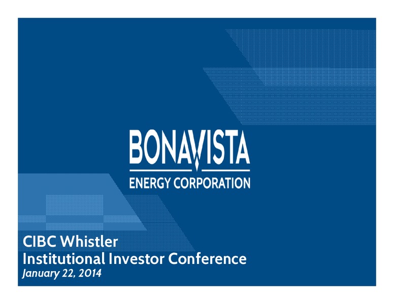 CIBC 17TH ANNUAL WHISTLER INSTITUTIONAL INVESTOR CONFERENCE – Bonavista Energy Corp – slide 1