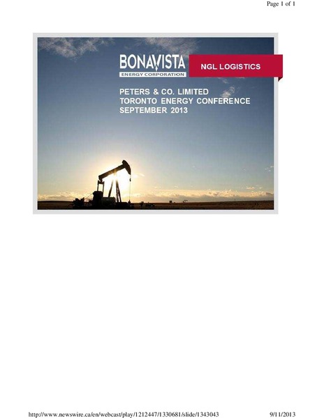 PETERS & CO LIMITED 2013 ENERGY CONFERENCE – Bonavista Energy Corp – slide 1