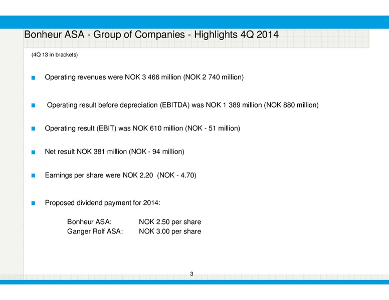 Q4 2014 – Bonheur Asa – slide 3