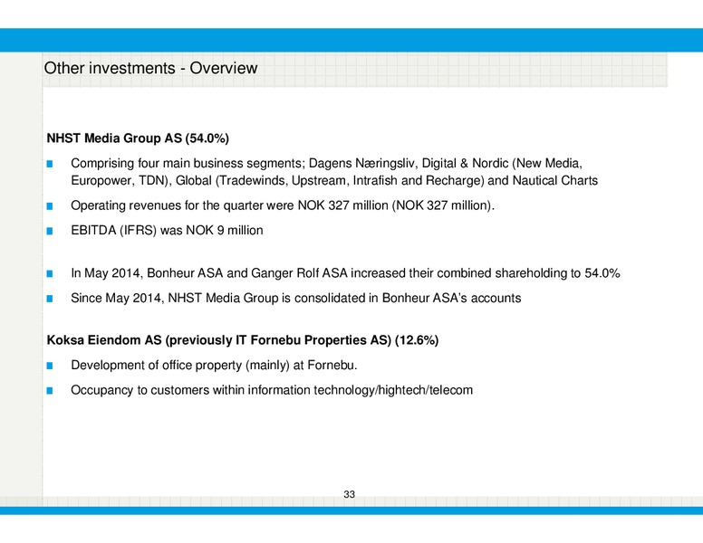 Q4 2014 – Bonheur Asa – slide 33