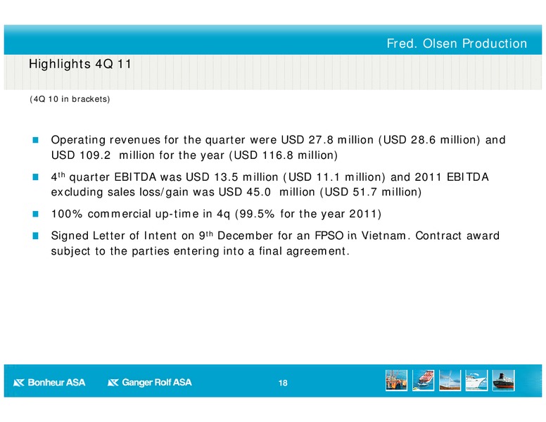Q4 2011 RESULT – Bonheur Asa – slide 18