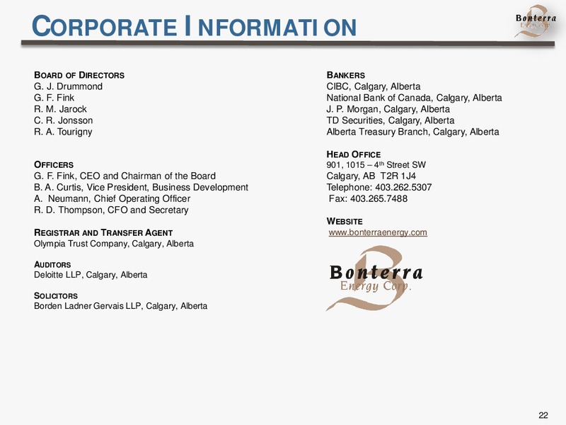 March 2015 Presentation – Bonterra Energy Corp – slide 22