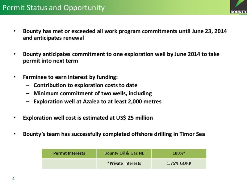 Investor Presentation – Bounty Oil & Gas Nl – slide 4