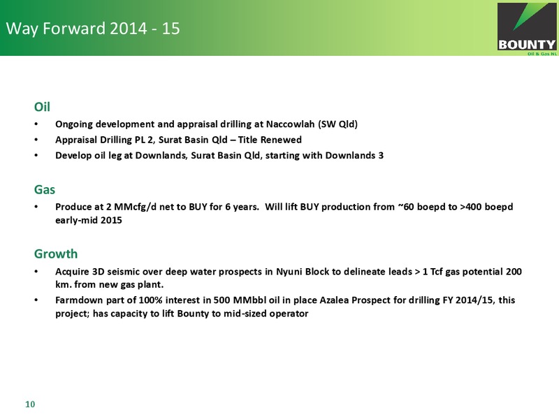 CEO's Presentation – Bounty Oil & Gas Nl – slide 8