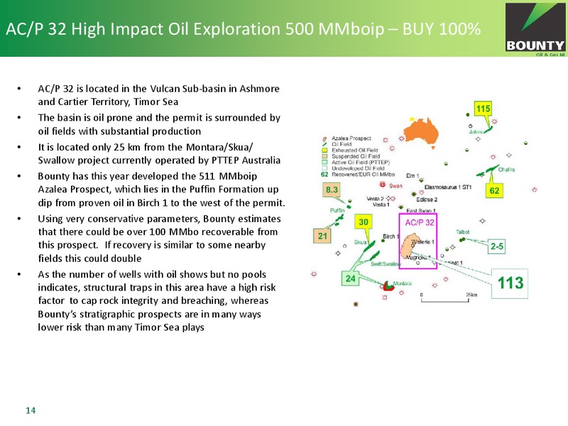 Bounty Oil & Gas NL Annual General Meeting – Bounty Oil & Gas Nl – slide 14