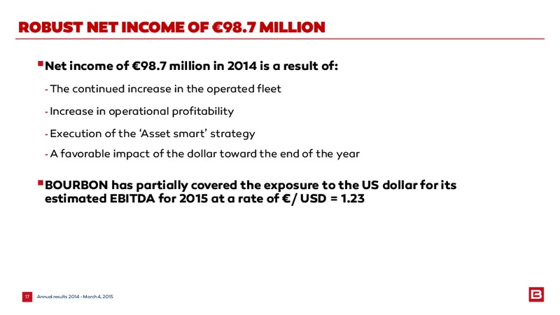 2014 EARNINGS CALL – Bourbon – slide 17