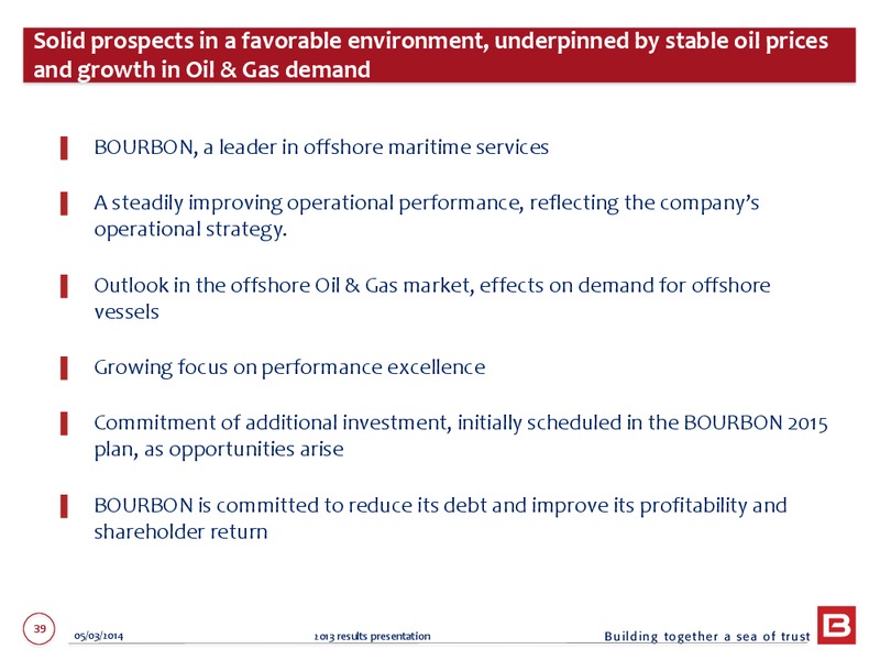 2013 EARNINGS CALL – Bourbon – slide 39