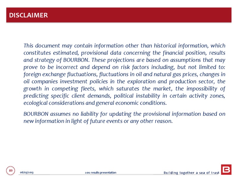 2012 ANNUAL RESULTS – Bourbon – slide 89