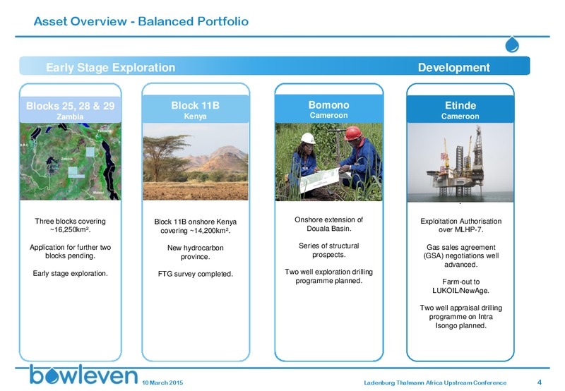 LADENBURG THALMANN AFRICA UPSTREAM CONFERENCE – Bowleven Plc – slide 3