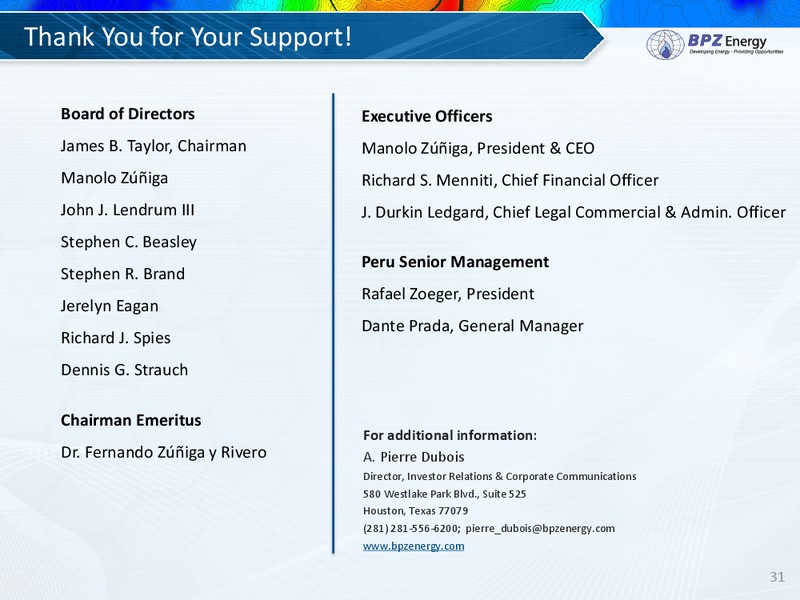 Annual Shareholder's Meeting – Bpz Resources, Inc. – slide 30