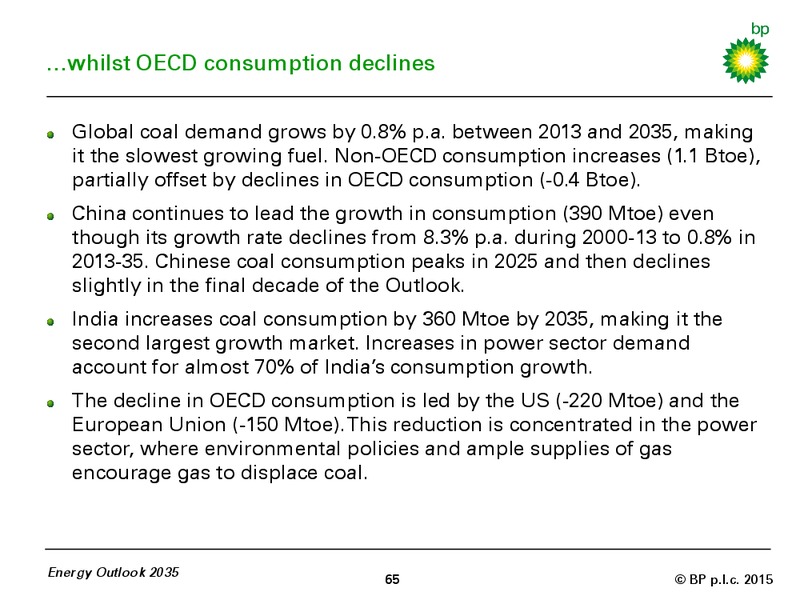 BP ENERGY OUTLOOK 2035 – BP Plc – slide 64